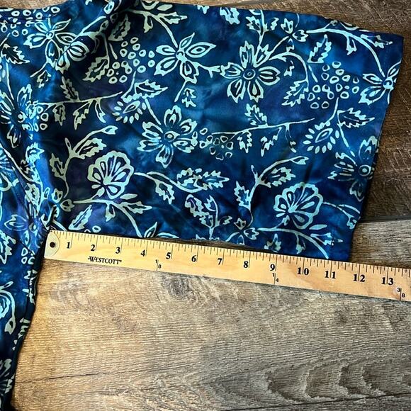 Soft Surroundings Cold Shoulder Tropical Batik Print Maxi Dress Floral Blue L - Picture 6 of 11